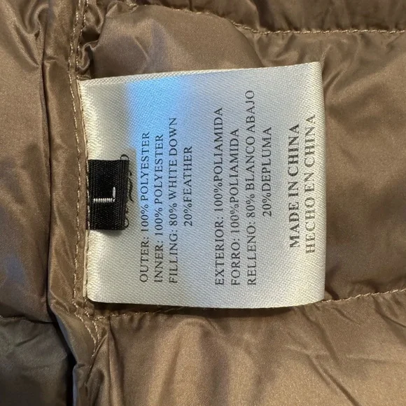 Women's Long Puffer Coat - Tan - Picture 2 of 2